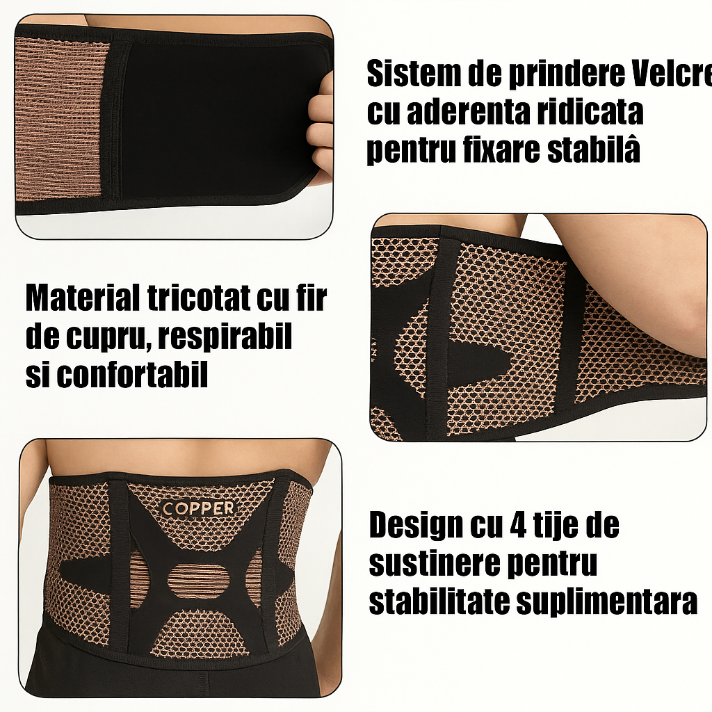 Centură lombară cu fir de cupru
