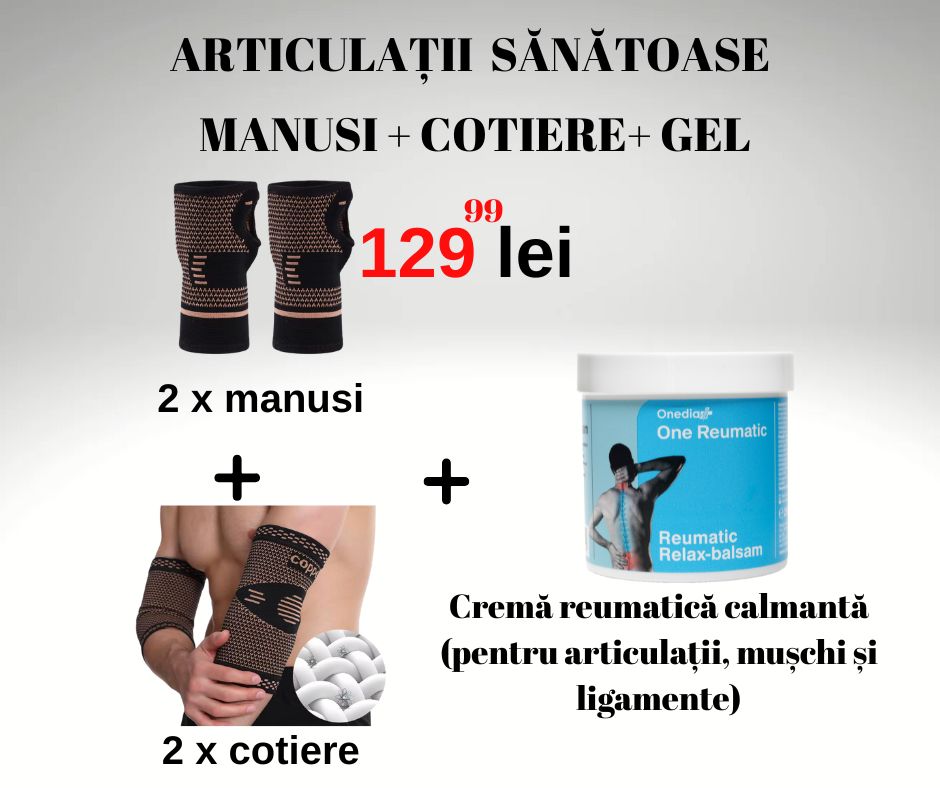 Mănușă + Cotieră cu fir de cupru + Gel reumatic