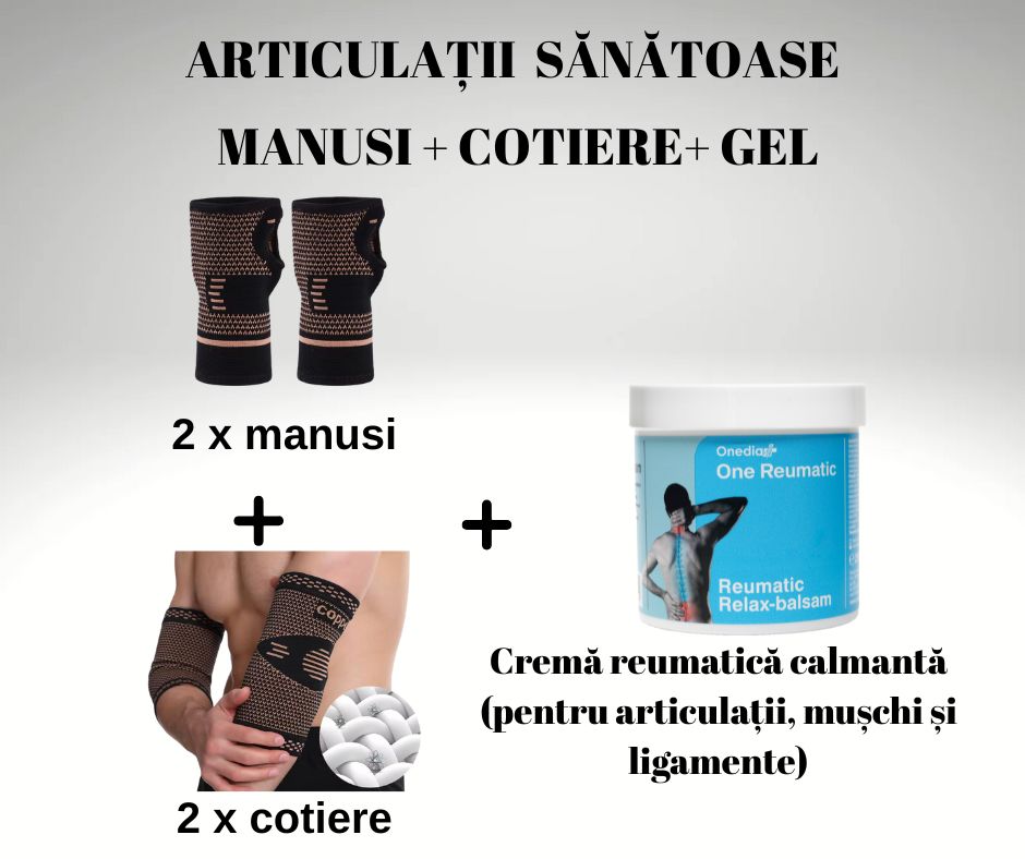 Mănușă + Cotieră cu fir de cupru + Gel reumatic